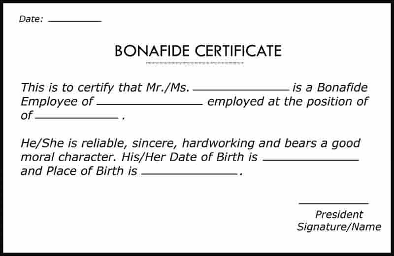 Bonafide Certificate Application Format Bonafide Certificate Application Format